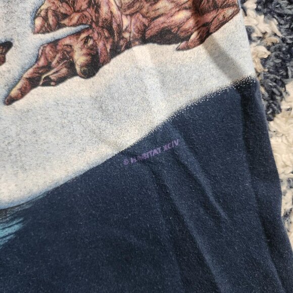Vintage 1993 Wolf Lake Nature Wrap Around unisex Tee - Picture 2 of 5